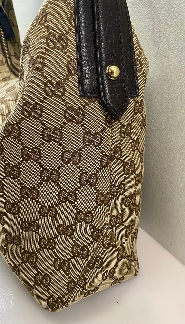 GUCCI GG MONOGRAM HORSEBIT CHAIN MEDIUM HOBO BAG