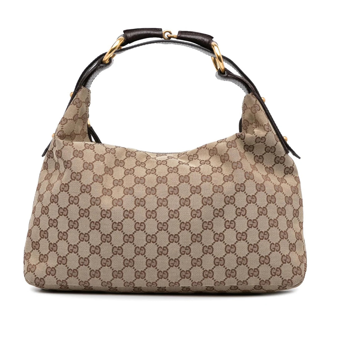 GUCCI GG MONOGRAM HORSEBIT CHAIN MEDIUM HOBO BAG