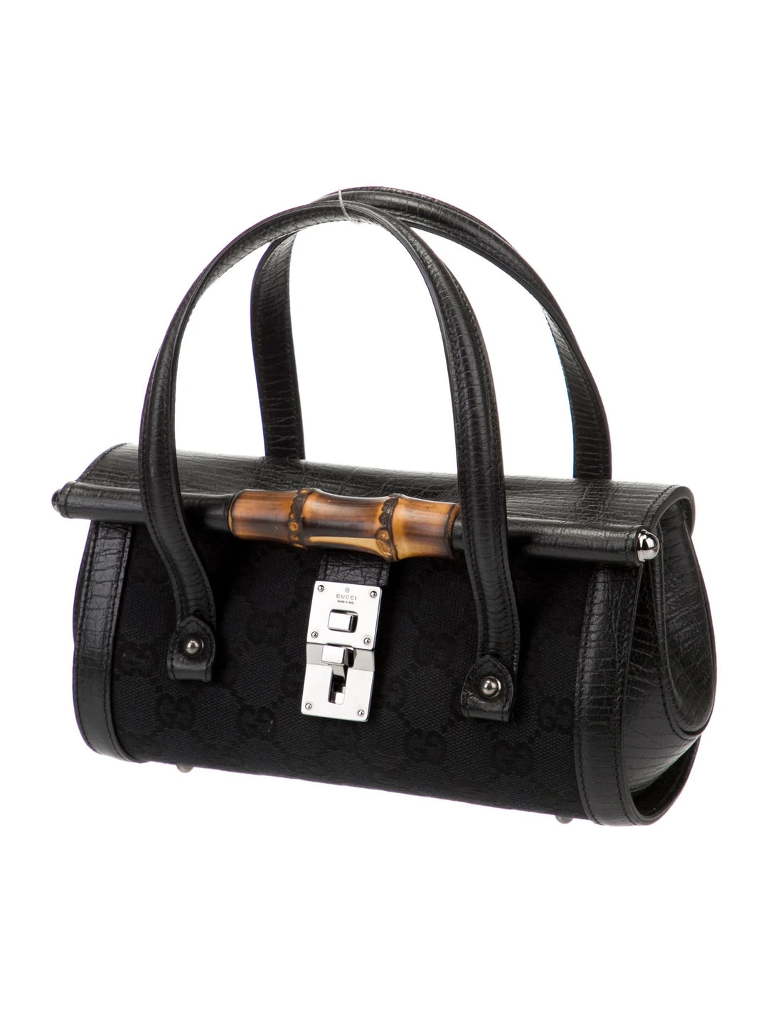 GUCCI MONOGRAM SMALL BAMBOO BULLET BAG