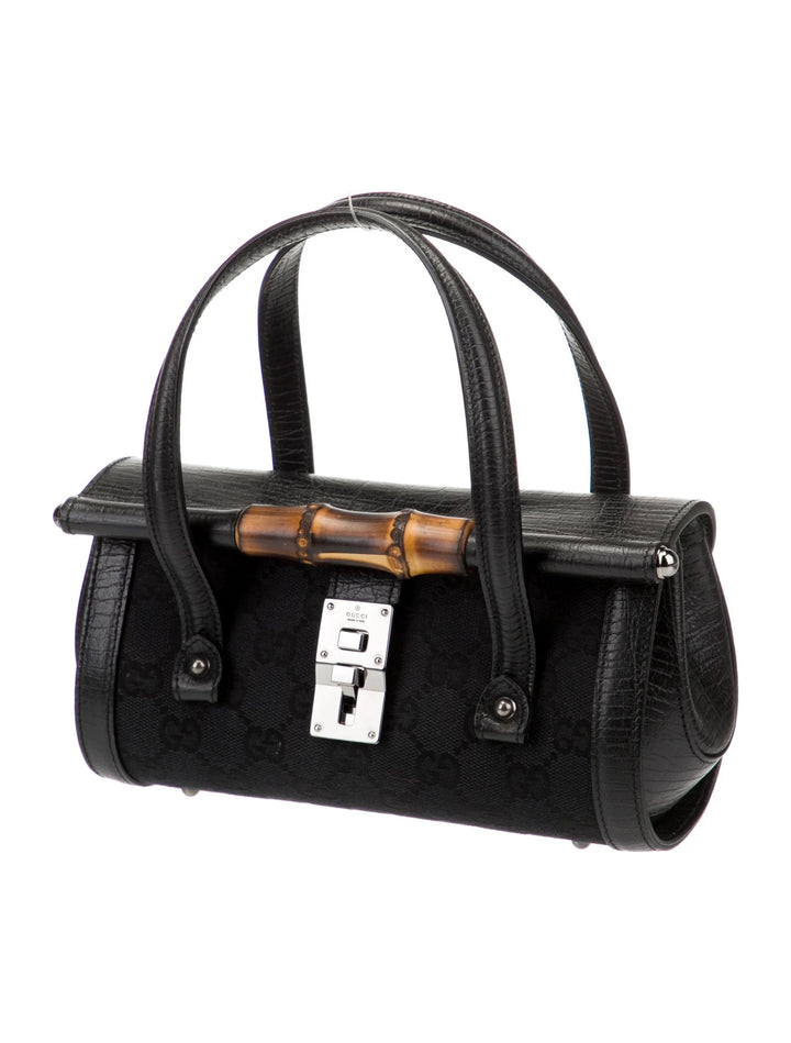 GUCCI MONOGRAM SMALL BAMBOO BULLET BAG