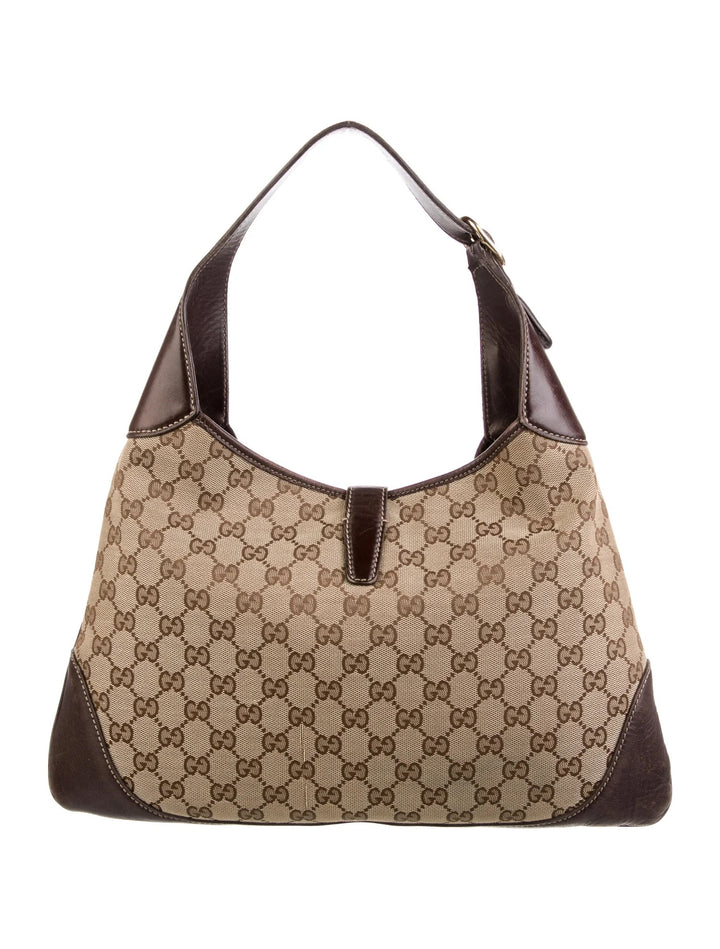 GUCCI MONOGRAM VINTAGE WEB JACKIE O BOUVIER HOBO BAG