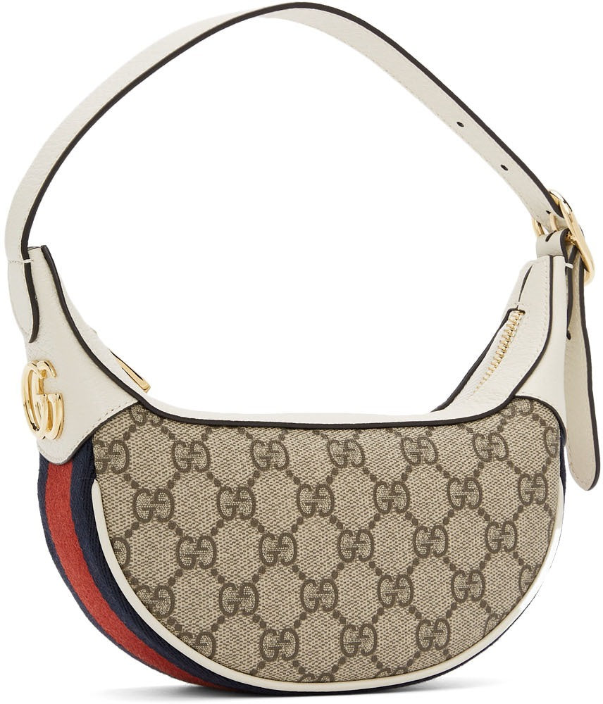 GUCCI GG SUPREME CANVAS CALFSKIN MINI HOBO BAG