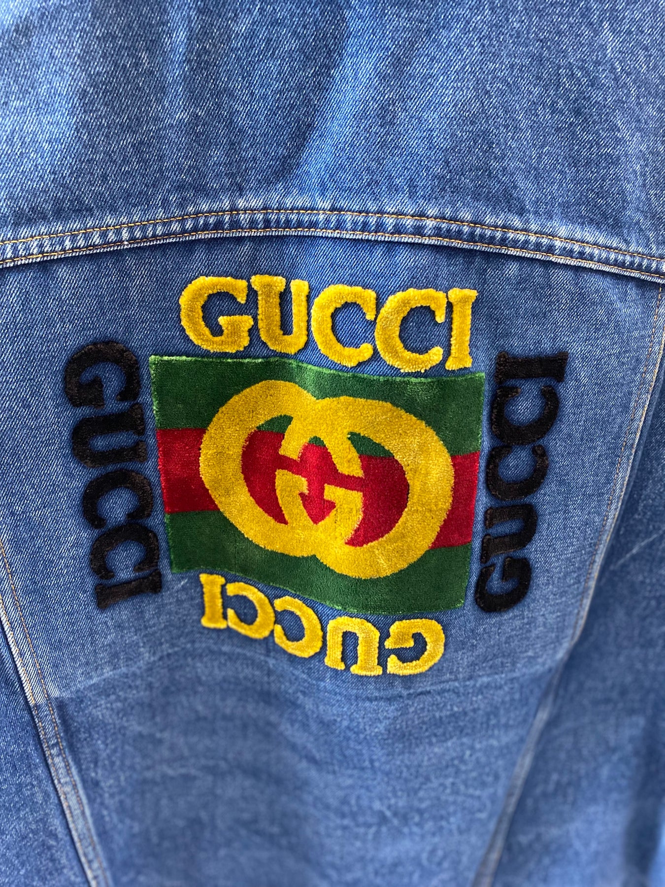 Gucci Flocked Back Denim Jacket