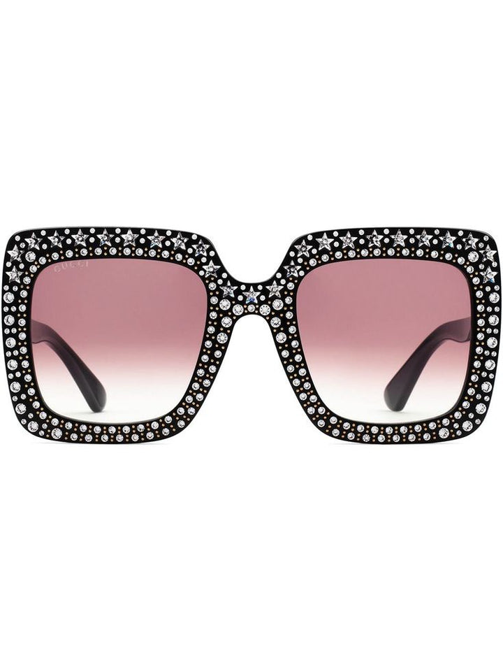GUCCI OVERSIZED GG0148S 005 CRYSTAL SUNGLASSES