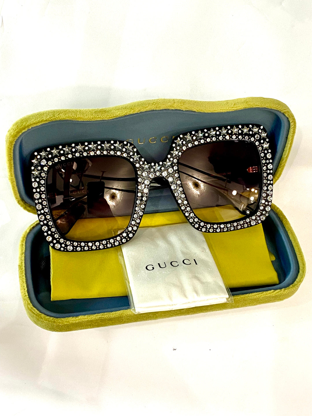 GUCCI OVERSIZED GG0148S 005 CRYSTAL SUNGLASSES