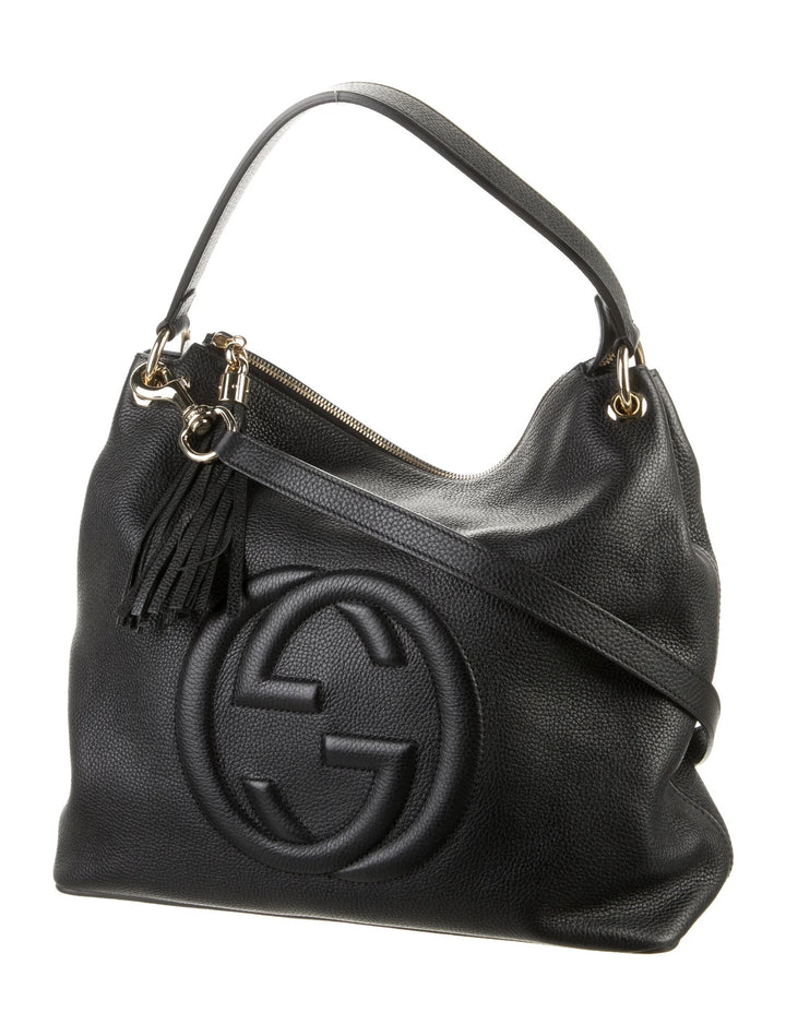 GUCCI PEBBLED CALFSKIN LEATHER MEDIUM SOHO HOBO BAG