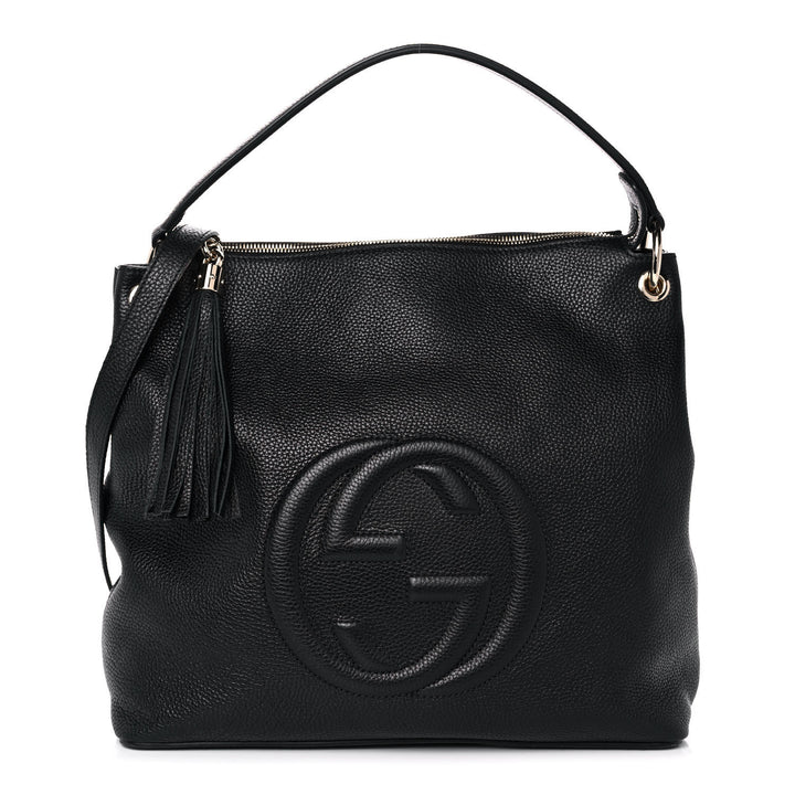 GUCCI PEBBLED CALFSKIN LEATHER MEDIUM SOHO HOBO BAG