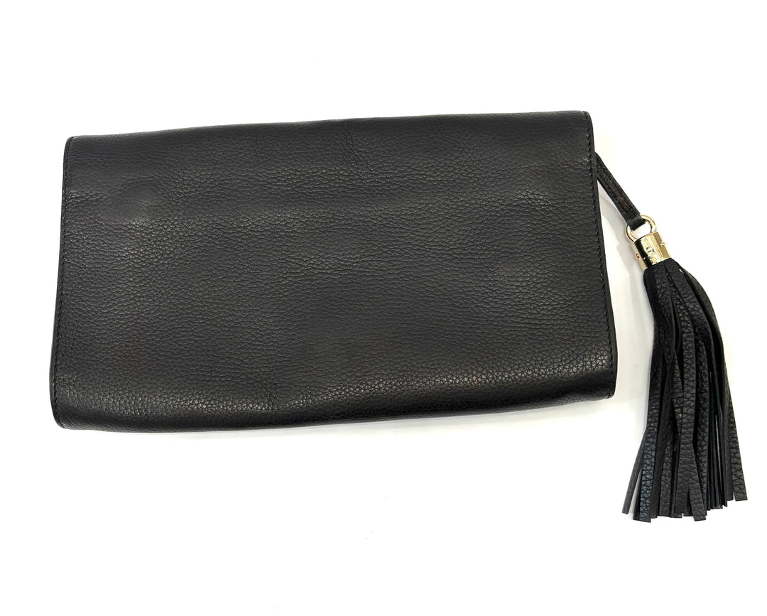 GUCCI PEBBLED CALFSKIN LEATHER MEDIUM SOHO CLUTCH BAG