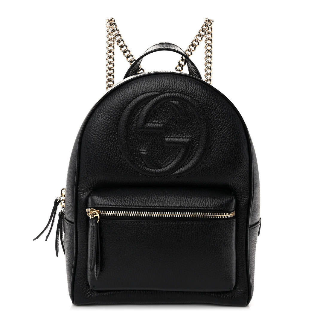Gucci Pebbled Calfskin Soho Chain Backpack - Pristine Condition, Like New Pre-Owned Gucci Soho Chain Backpack in Black with Adjustable  main image 4