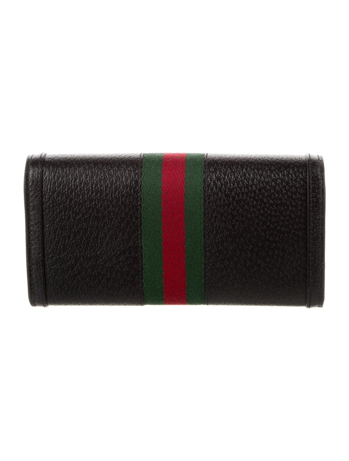 GUCCI PEBBLED CALFSKIN OPHIDIA WEB CONTINENTAL WALLET