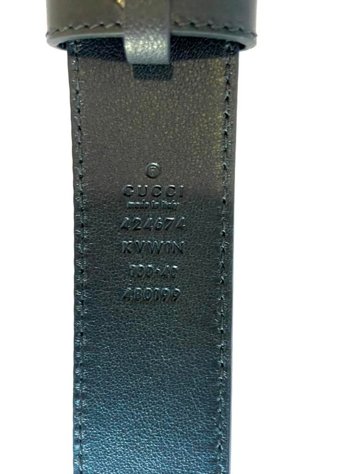 GUCCI PLATE BUCKLE CALEIDO PRINT COATED CANVAS &amp; CALFSKIN LEATHER BELT