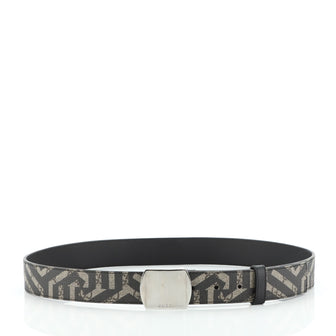 GUCCI PLATE BUCKLE CALEIDO PRINT COATED CANVAS &amp; CALFSKIN LEATHER BELT