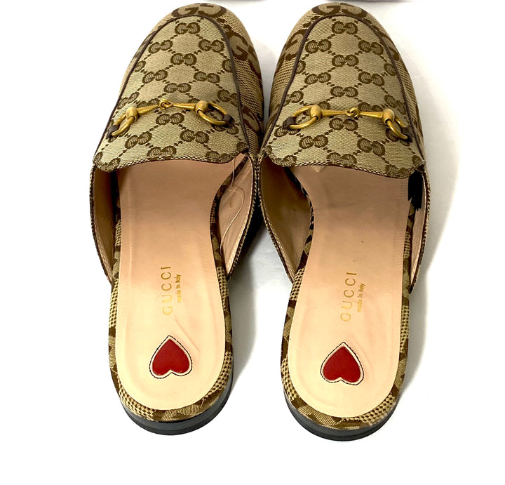 GUCCI JUMBO GG MONOGRAM PRINCETOWN LOAFER MULES