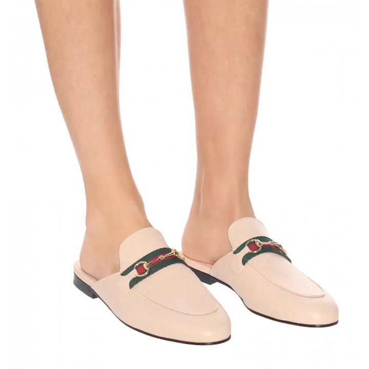 GUCCI PRINCETOWN HORSEBIT CALFSKIN LEATHER MULES