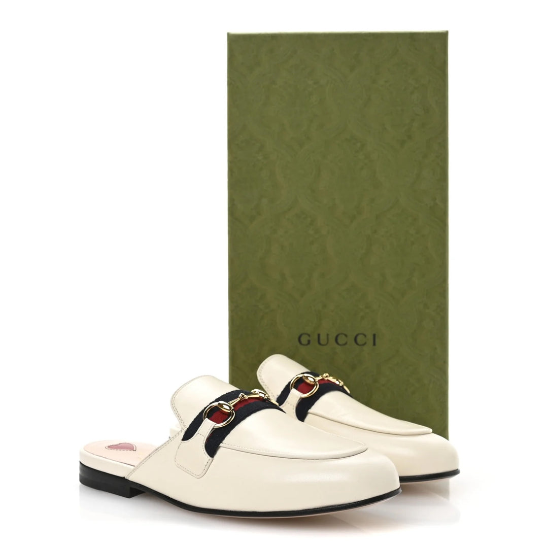 GUCCI PRINCETOWN HORSEBIT CALFSKIN LEATHER MULES