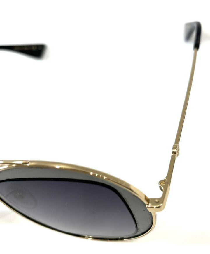 GUCCI GG0105S 001 GOLD RUTHENIUM ROUND GRADIENT SUNGLASSES