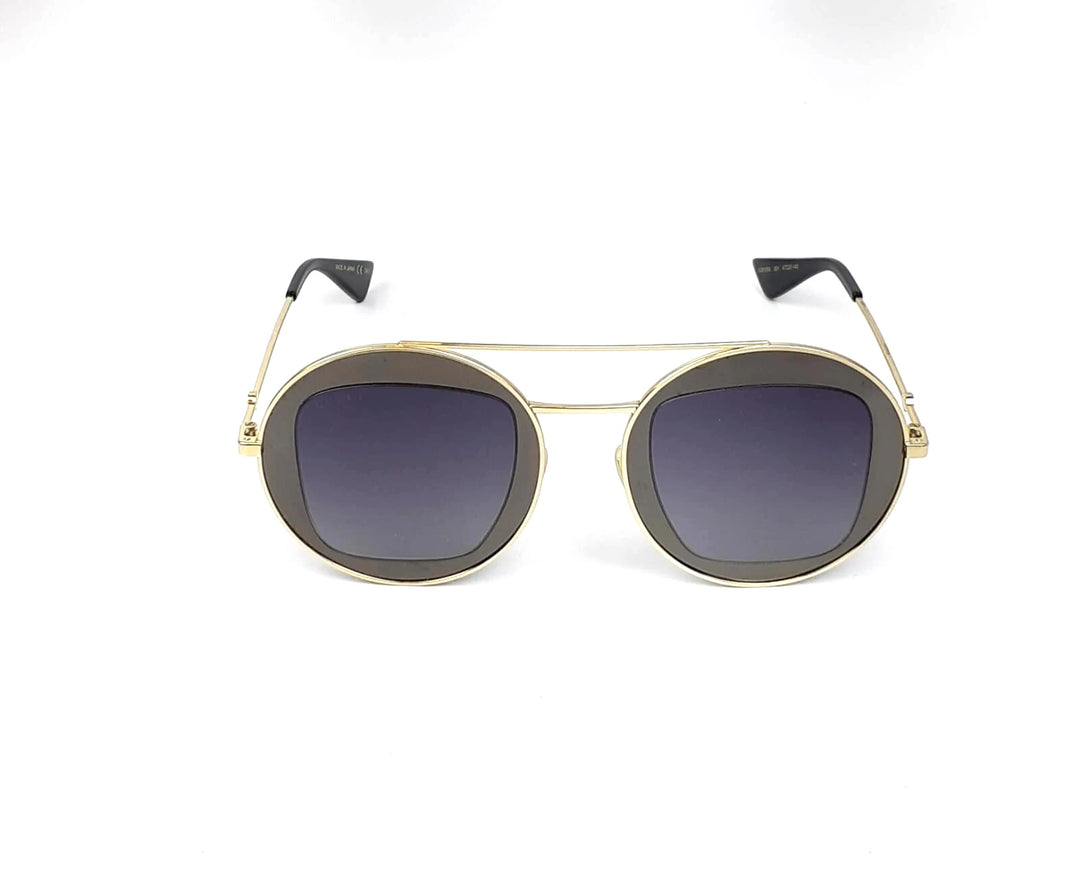 GUCCI GG0105S 001 GOLD RUTHENIUM ROUND GRADIENT SUNGLASSES