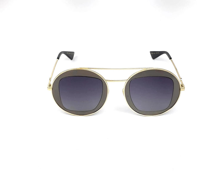 GUCCI GG0105S 001 GOLD RUTHENIUM ROUND GRADIENT SUNGLASSES