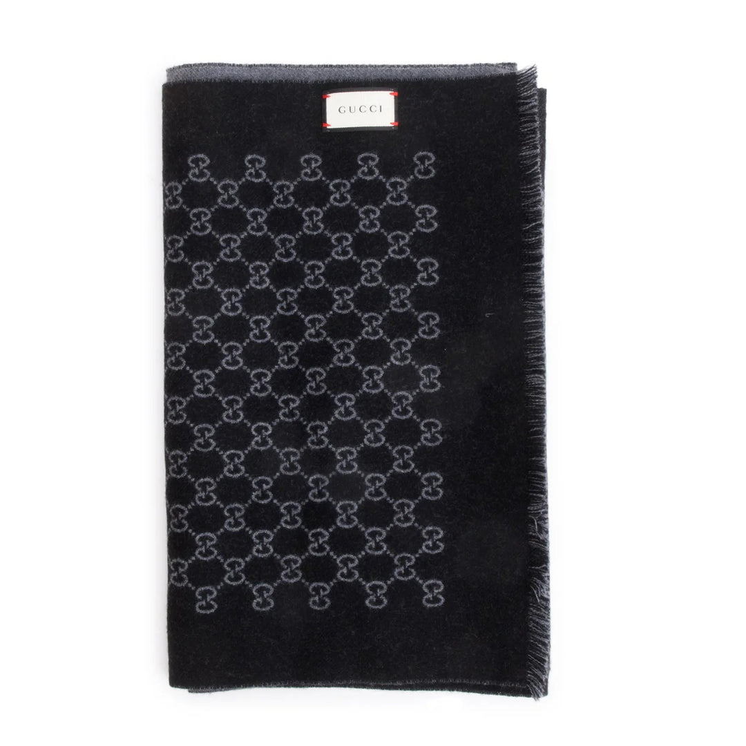 GUCCI GG JACQUARD KNITTED WOOL SCARF