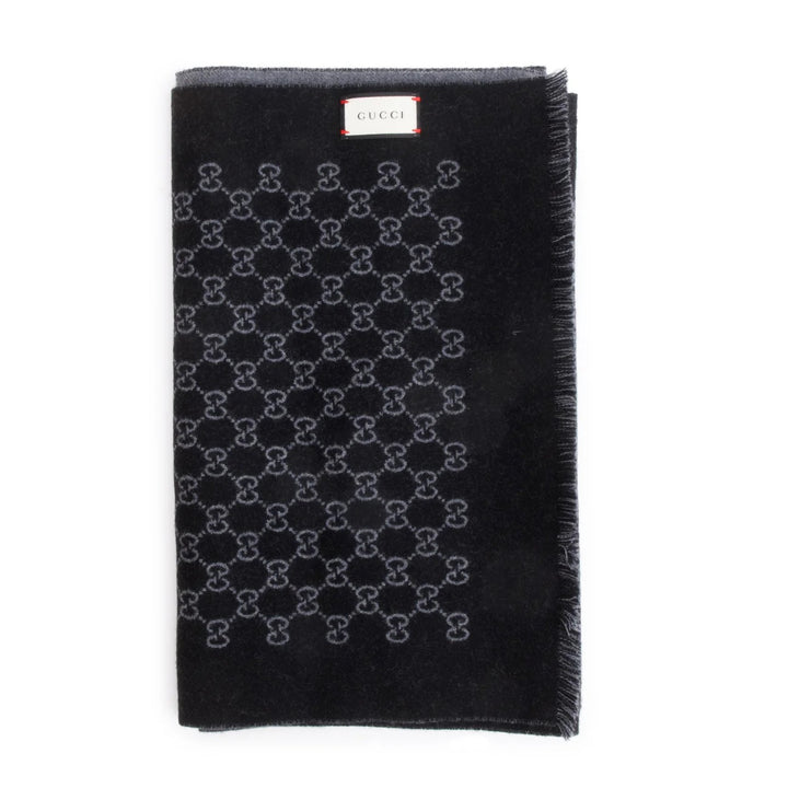 GUCCI GG JACQUARD KNITTED WOOL SCARF