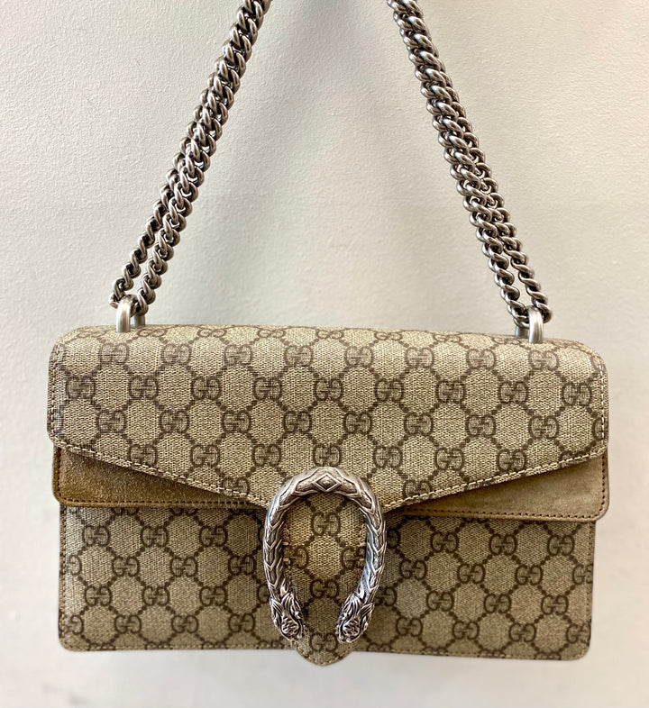 GUCCI GG SUPREME DIONYSUS SUEDE TRIM SMALL SHOULDER BAG