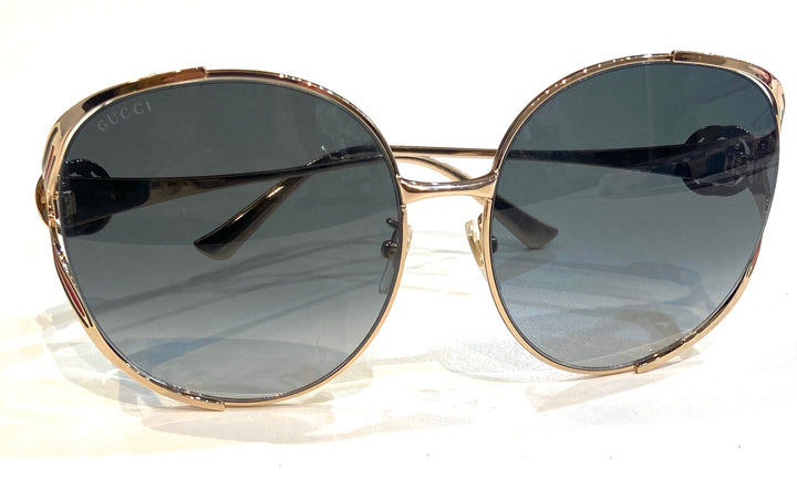 GUCCI ROUND 63MM GOLD FRAME GRADIENT SUNGLASSES 0225S – Caroline's