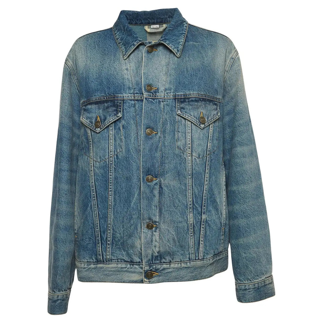 GUCCI TATAN &amp; GINGHAM SHUNGA PEARL EMBROIDERED DENIM JACKET