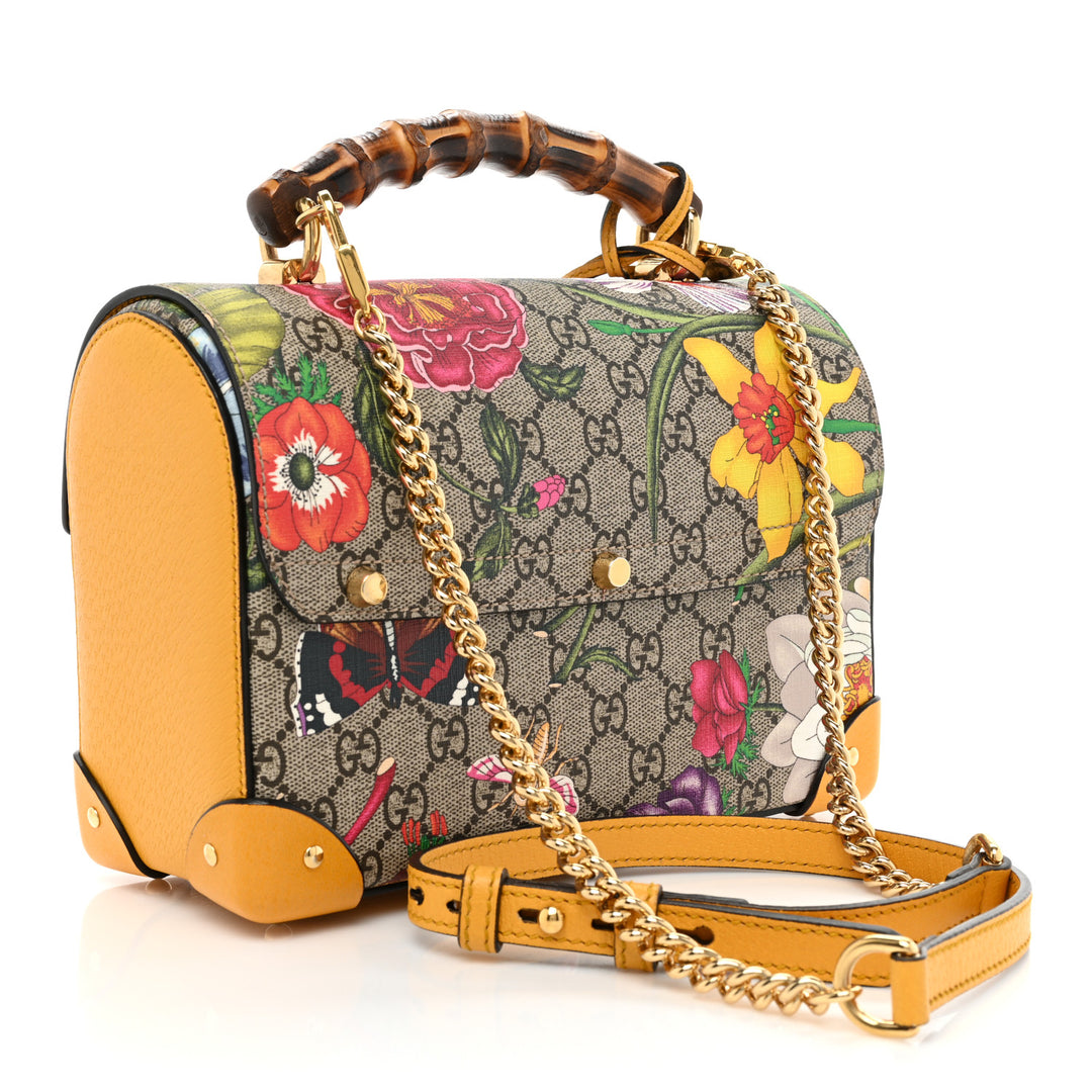 ショルダーバッグ・ポシェット Multicolor Small GG Flora Bamboo Padlock Bag Gucci Multicolor Small GG Flora Bamboo Padlock Bag - Runway