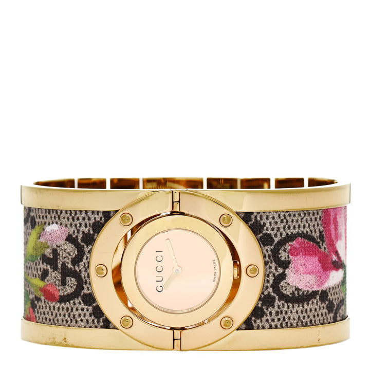 GUCCI TWIRL GG SUPREME BLOOMS STAINLESS STEEL QUARTZ WATCH