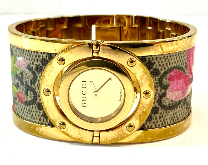GUCCI TWIRL GG SUPREME BLOOMS STAINLESS STEEL QUARTZ WATCH