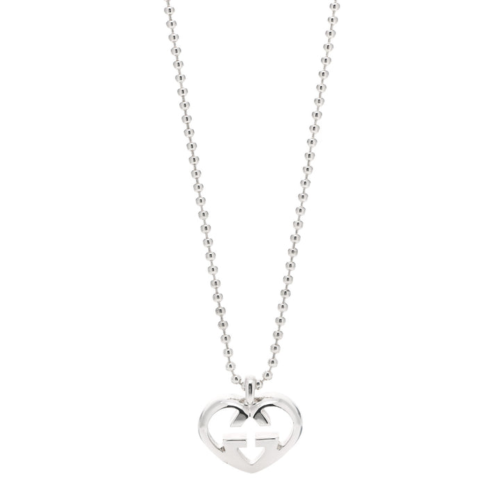 GUCCI STERLING SILVER BRITT HEART PENDANT NECKLACE