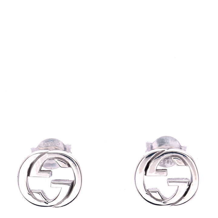 GUCCI INTERLOCKING GG STERLING SILVER STUD EARRINGS