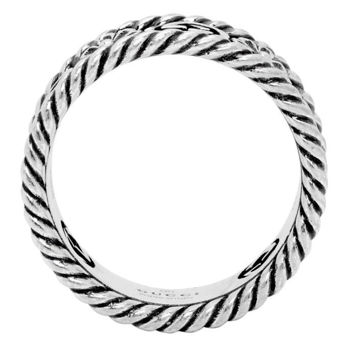 GUCCI STERLING SILVER INTERLOCKING G FLOWER RING
