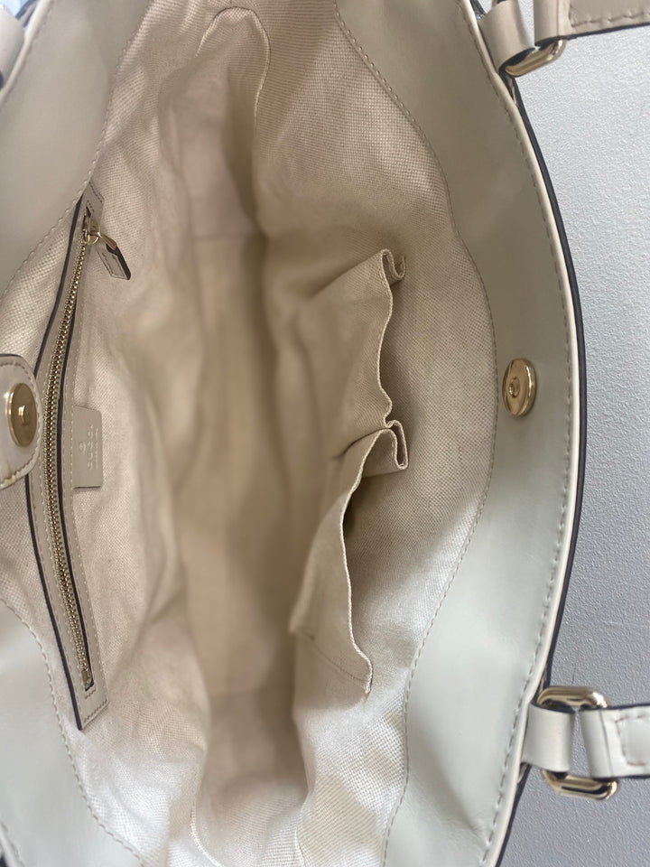 GUCCI GG CANVAS &amp; LEATHER MAYFAIR BOW TOTE BAG