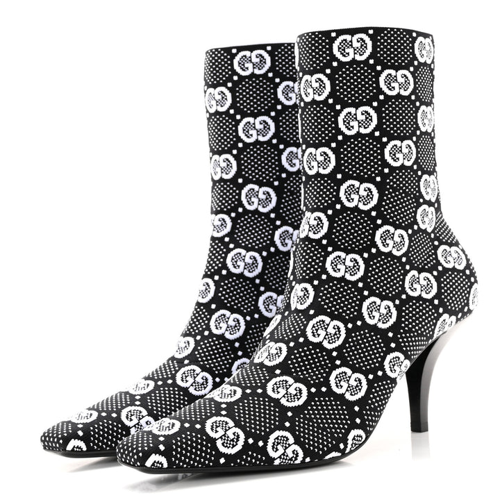 GUCCI TECHNICAL JERSEY KNIT GG MONOGRAM ANKLE BOOTS