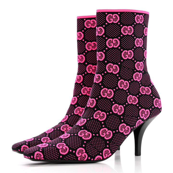 GUCCI TECHNICAL JERSEY KNIT GG MONOGRAM ANKLE BOOTS