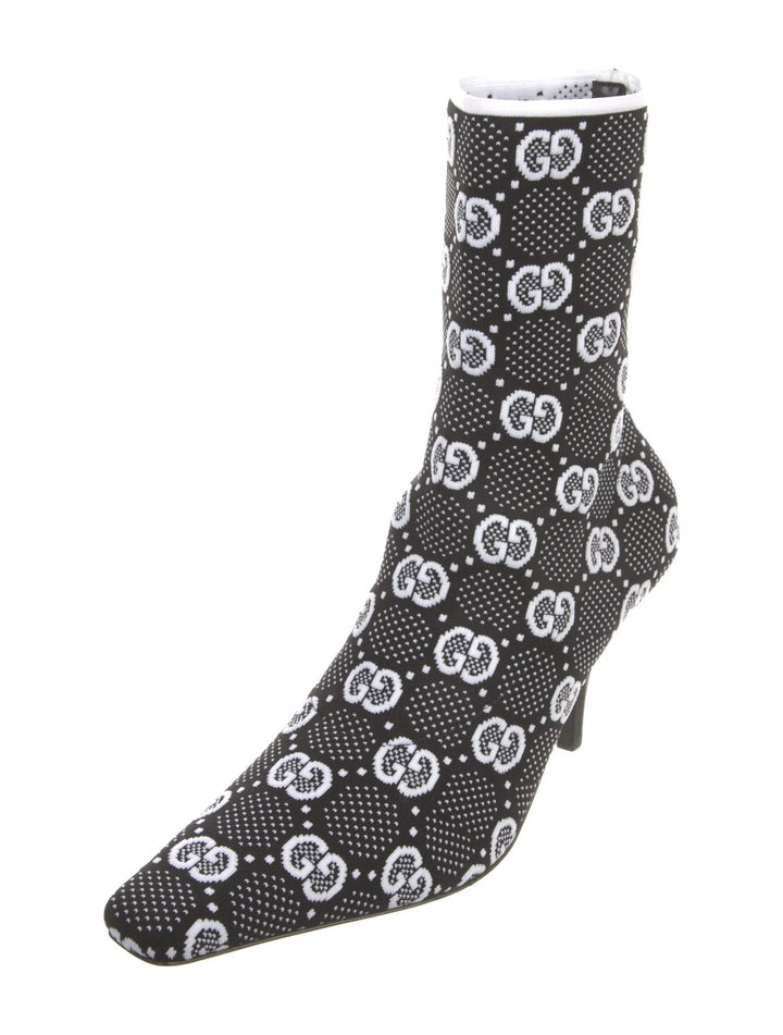 GUCCI TECHNICAL JERSEY KNIT GG MONOGRAM ANKLE BOOTS