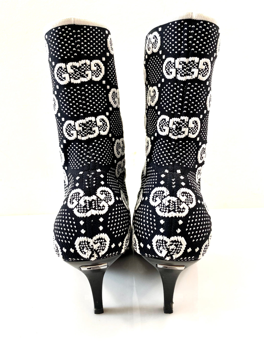 GUCCI TECHNICAL JERSEY KNIT GG MONOGRAM ANKLE BOOTS