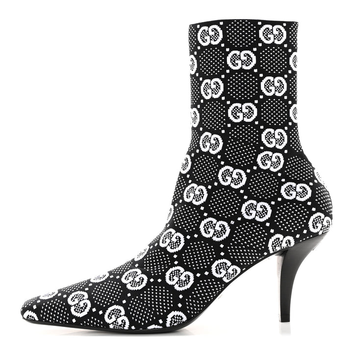 GUCCI TECHNICAL JERSEY KNIT GG MONOGRAM ANKLE BOOTS