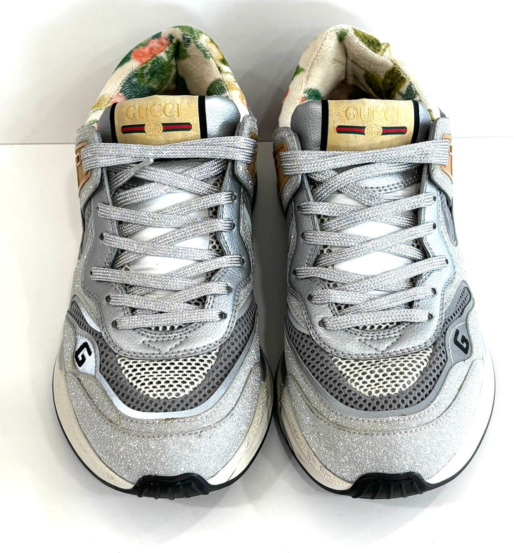 GUCCI ULTRASPACE GLITTER CALFSKIN MESH SNEAKERS