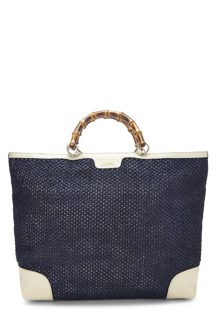 GUCCI VINTAGE WEB STRAP BAMBOO HANDLE TOTE BAG WITH SHOULDER STRAP