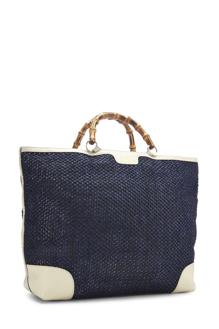 GUCCI VINTAGE WEB STRAP BAMBOO HANDLE TOTE BAG WITH SHOULDER STRAP