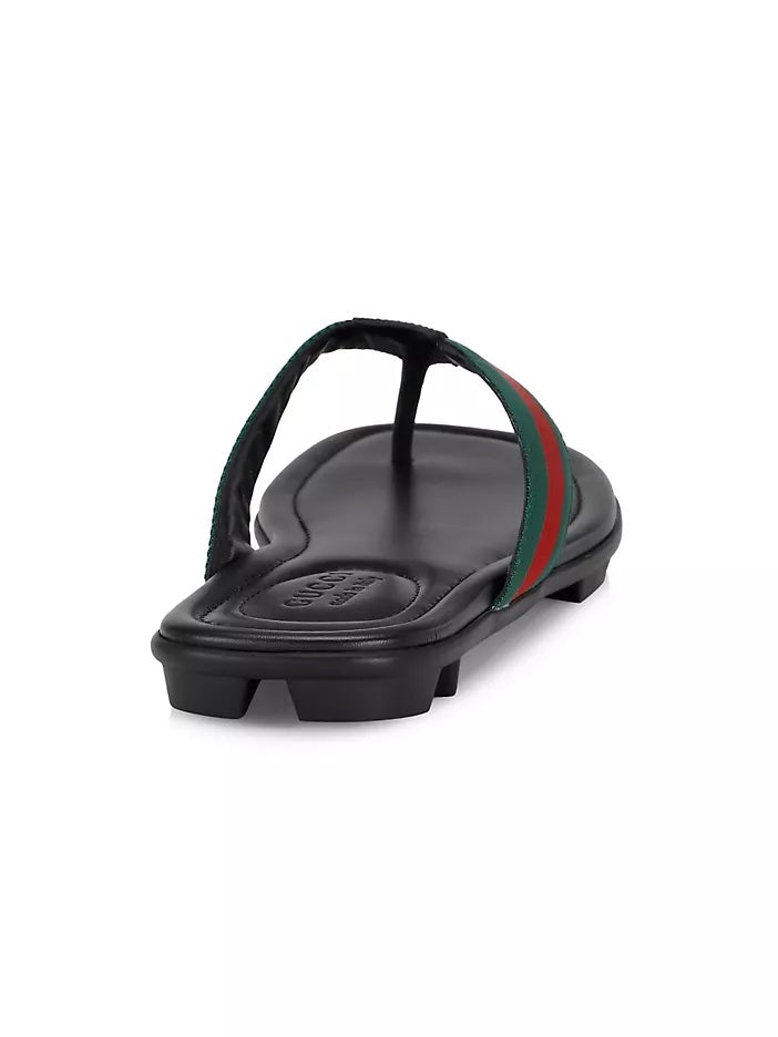 GUCCI WEB LEATHER THONG MEN'S SLIDE SANDALS – Caroline's Fashion