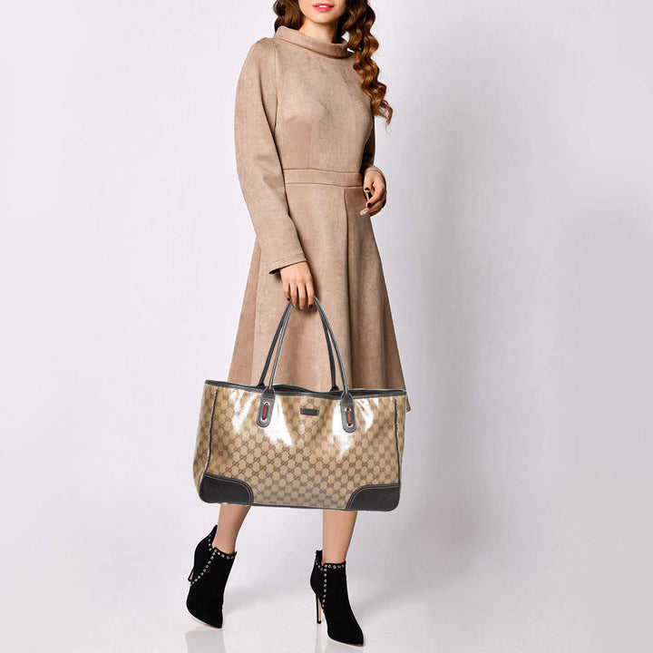 GUCCI GG WEB SHERRY LINE PRINCY RIBBON TOTE BAG