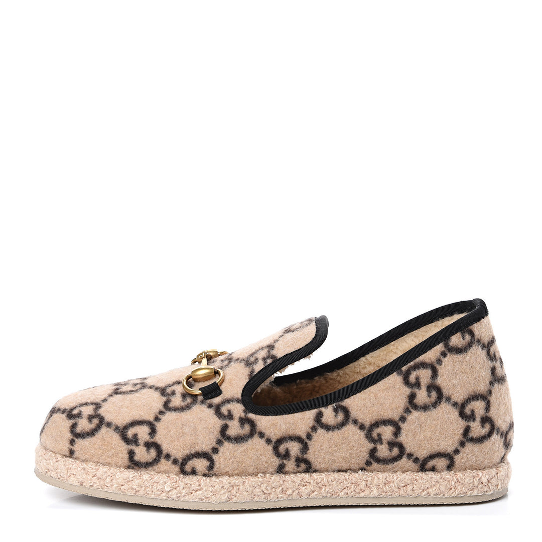 GUCCI WOOL GG MONOGRAM FRIA HORSEBIT LOAFERS
