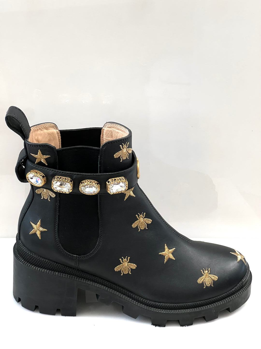 Gucci Black Leather High-Top Boots with Yellow Accents s-l400.jpg main image 3