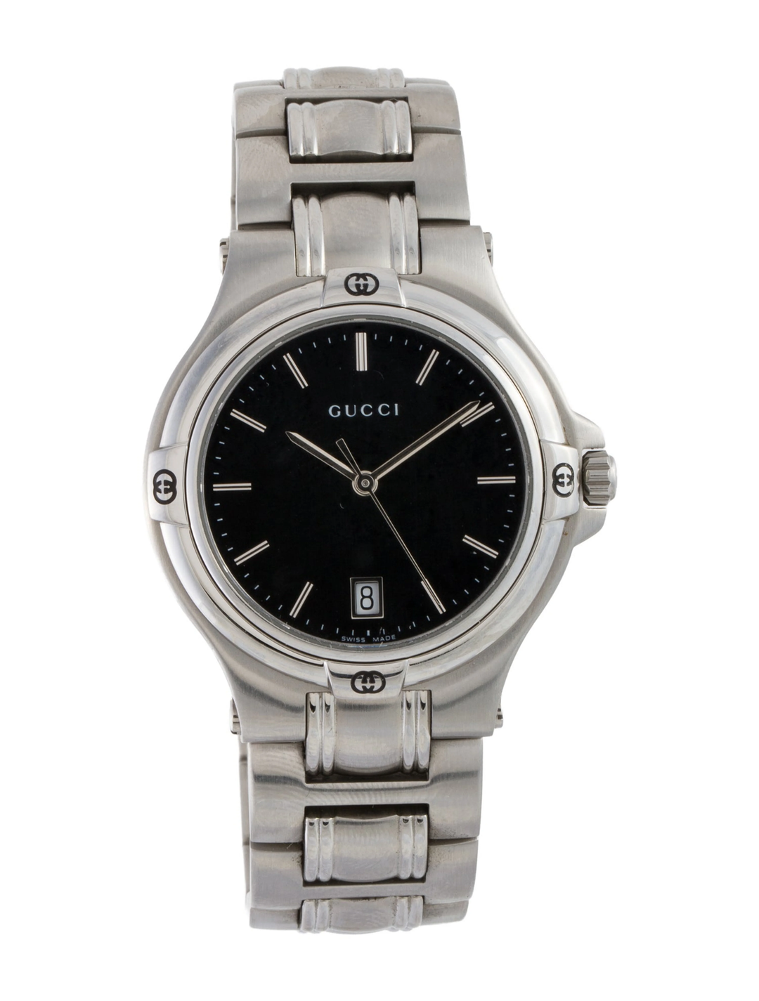 GUCCI 9040M BLACK DIAL STAINLESS STEEL QUARTZ WATCH