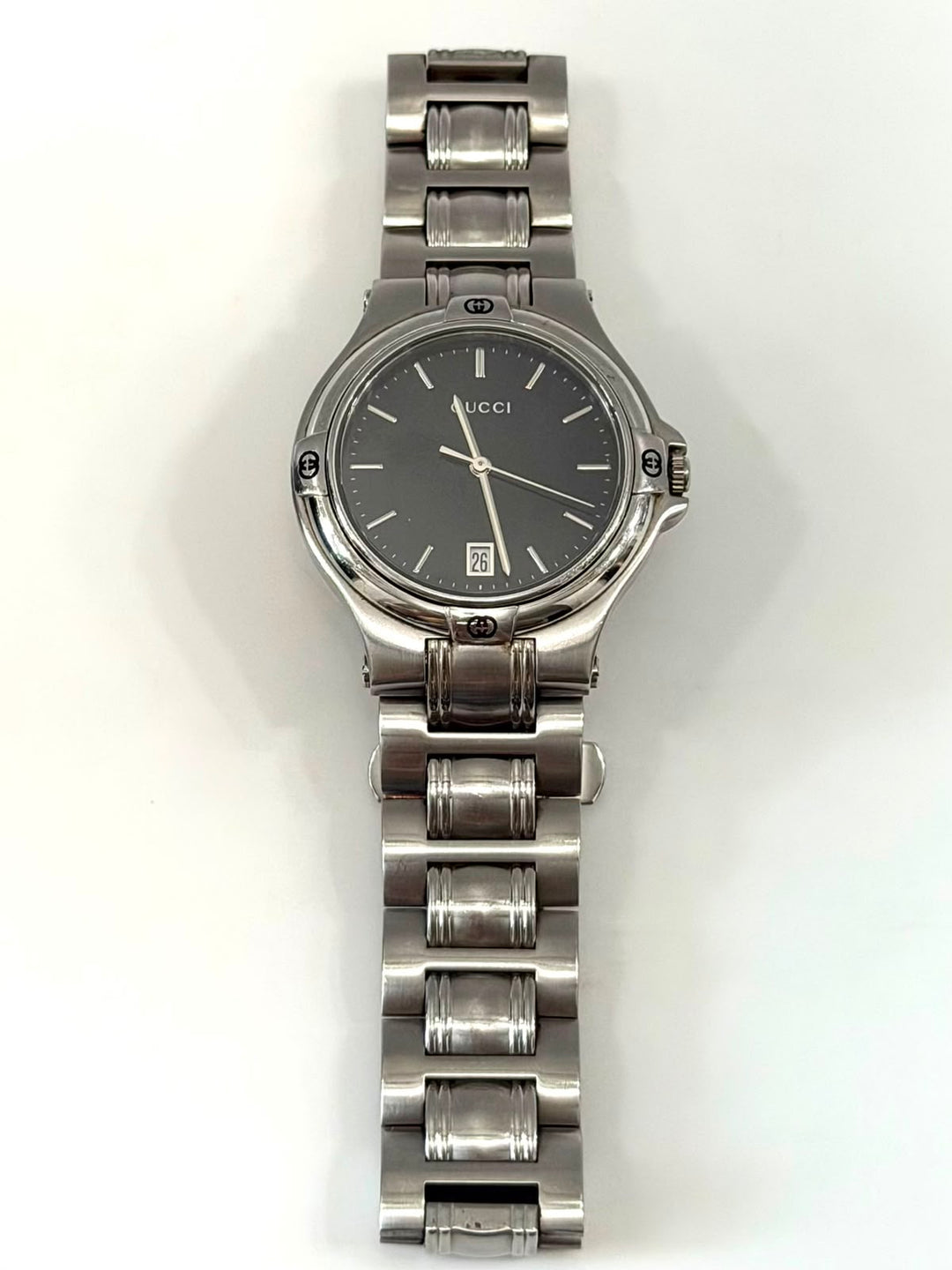 GUCCI 9040M BLACK DIAL STAINLESS STEEL QUARTZ WATCH