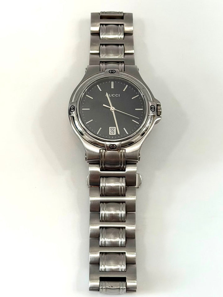 GUCCI 9040M BLACK DIAL STAINLESS STEEL QUARTZ WATCH