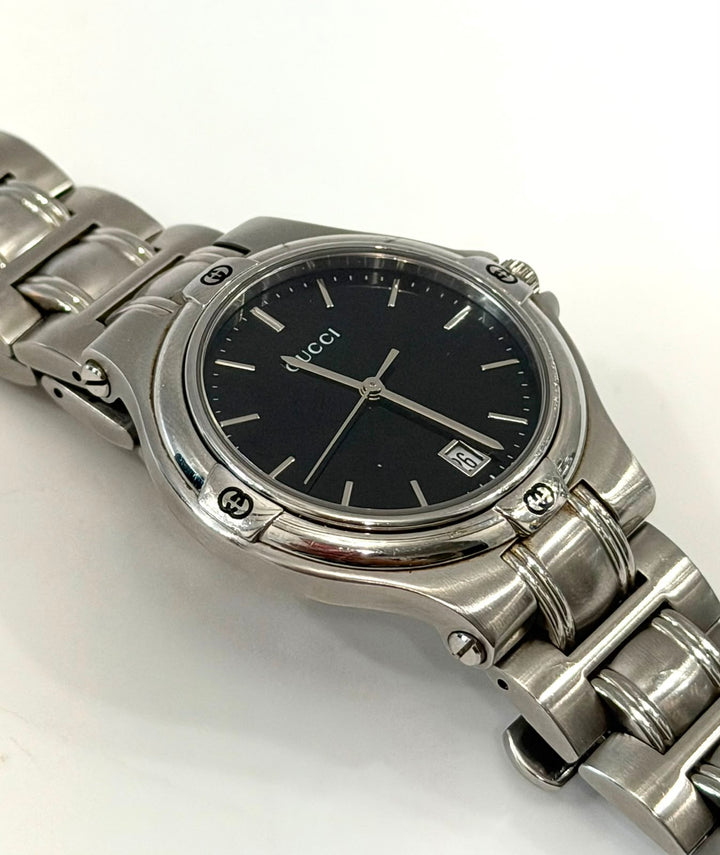 GUCCI 9040M BLACK DIAL STAINLESS STEEL QUARTZ WATCH
